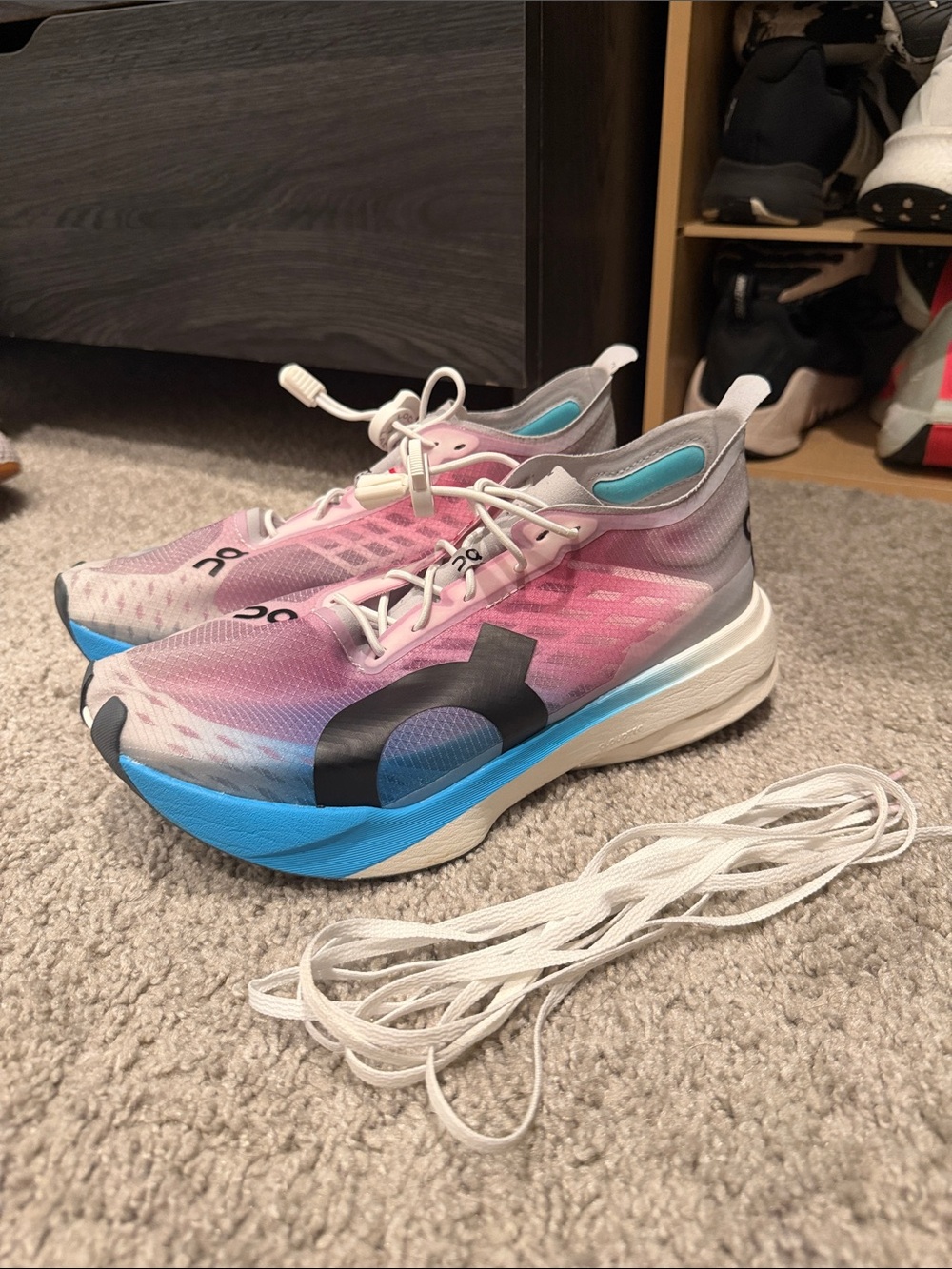 On Running Women's Pink Blue Gradient Cloudboom Strike Athletic Shoes W6.5